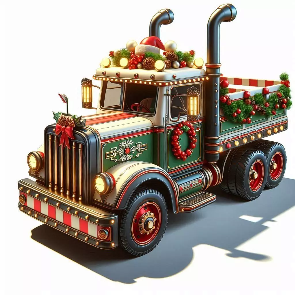 3D Winter Christmas Delivery Truck Scene 3D print model_0