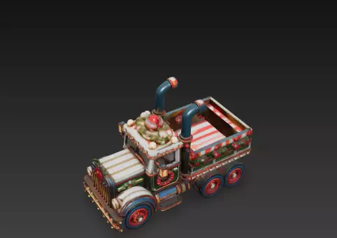 3D Winter Christmas Delivery Truck Scene 3D print model_19