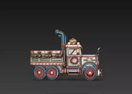 3D Winter Christmas Delivery Truck Scene 3D print model_16
