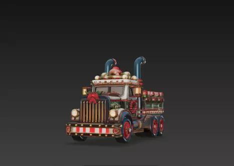 3D Winter Christmas Delivery Truck Scene 3D print model_7