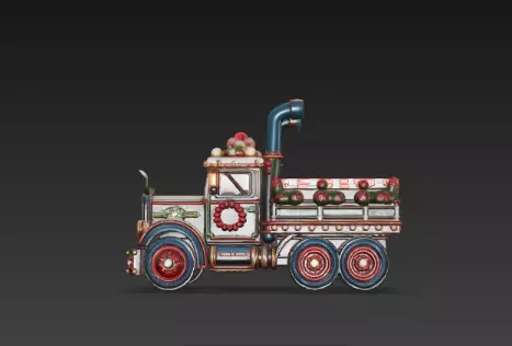 3D Winter Christmas Delivery Truck Scene 3D print model_9