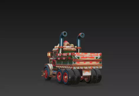 3D Winter Christmas Delivery Truck Scene 3D print model_13