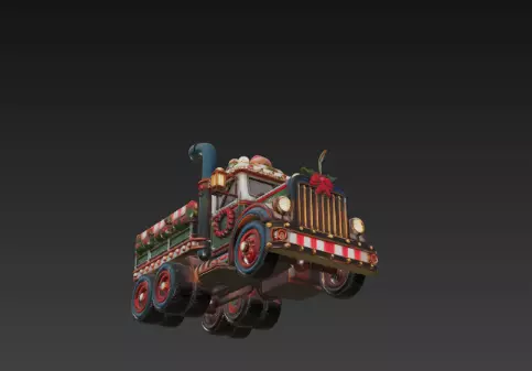 3D Winter Christmas Delivery Truck Scene 3D print model_1