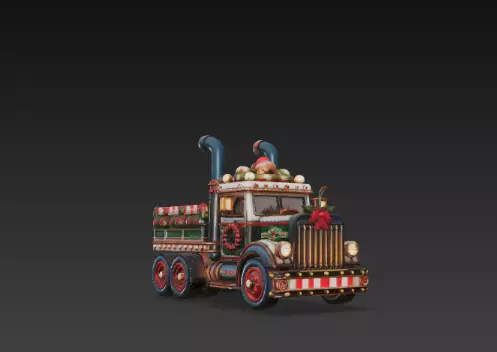 3D Winter Christmas Delivery Truck Scene 3D print model_11