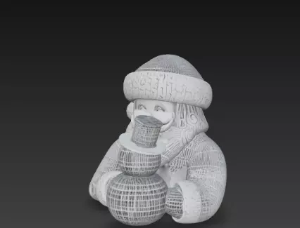 3D Santa Claus with Snowman Christmas Scene 3D print model_9