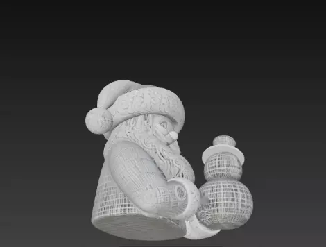 3D Santa Claus with Snowman Christmas Scene 3D print model_14
