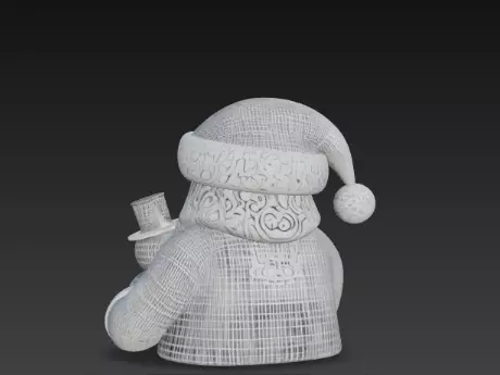 3D Santa Claus with Snowman Christmas Scene 3D print model_6