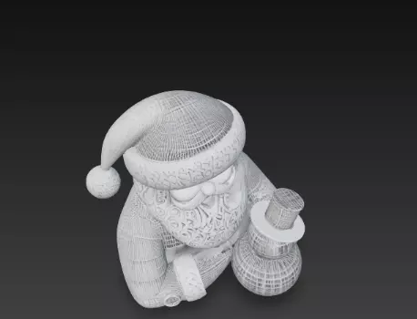 3D Santa Claus with Snowman Christmas Scene 3D print model_11