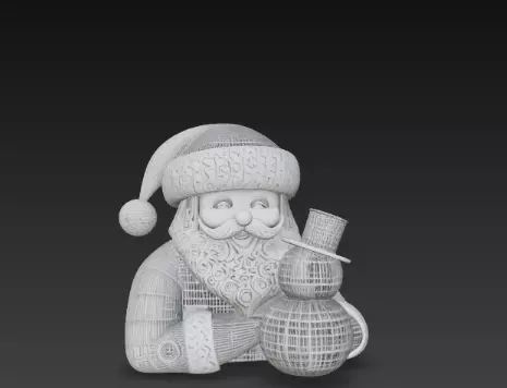 3D Santa Claus with Snowman Christmas Scene 3D print model_1