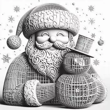 3D Santa Claus with Snowman Christmas Scene 3D print model_0