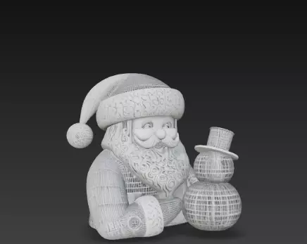 3D Santa Claus with Snowman Christmas Scene 3D print model_2