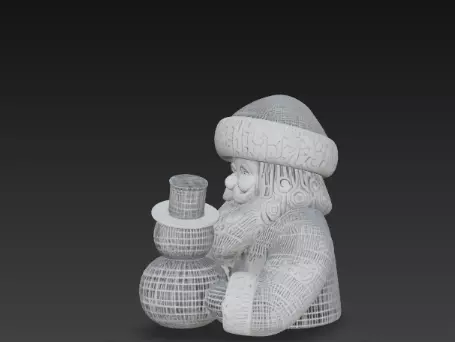 3D Santa Claus with Snowman Christmas Scene 3D print model_8