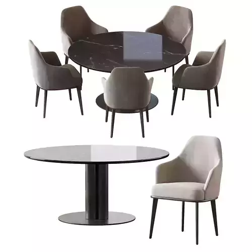 Modern Marble Dining Set with Upholstered Chairs