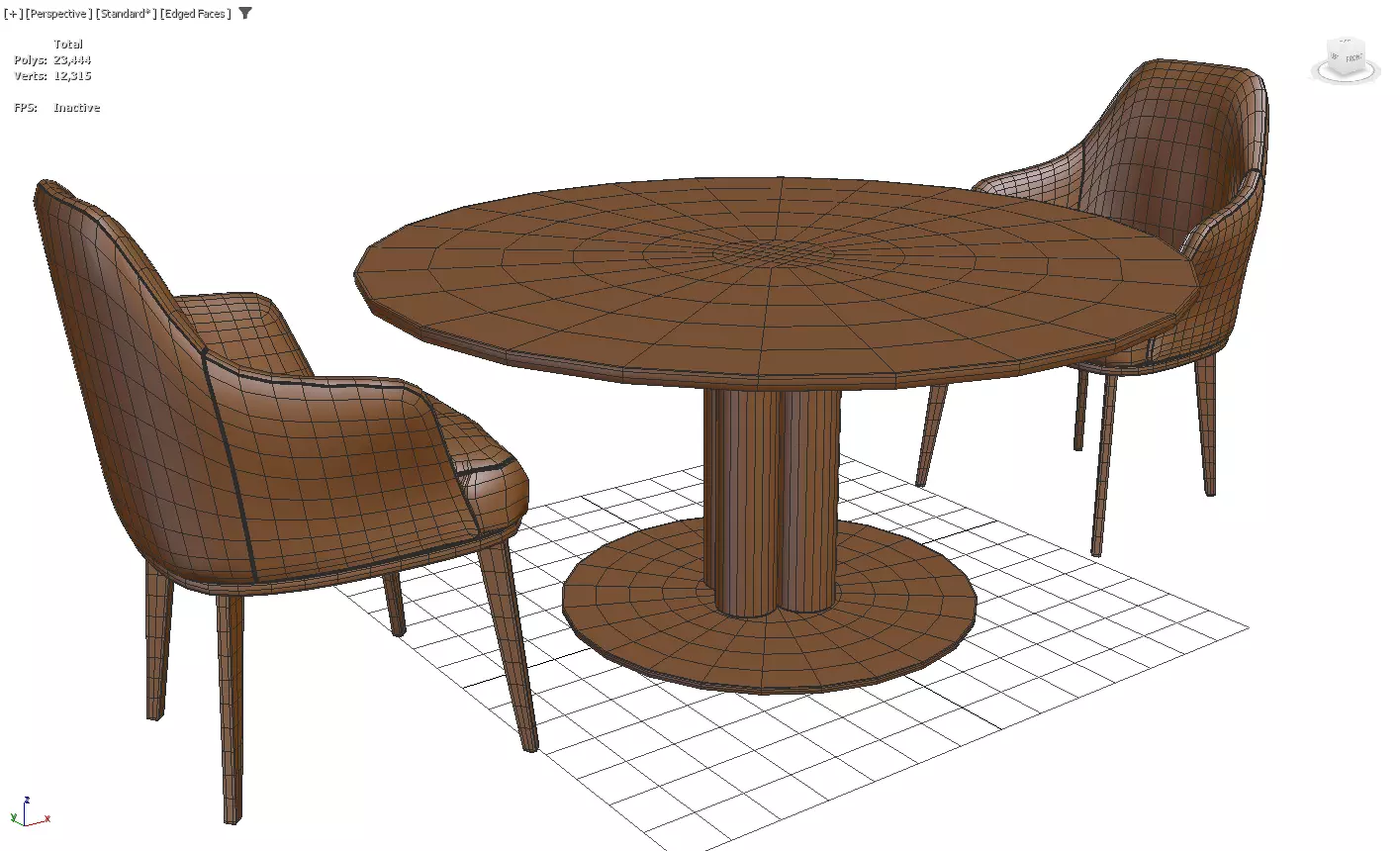 Modern Marble Dining Set with Upholstered Chairs 3D model_3