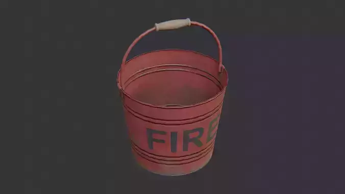 Red Metal Fire Bucket with Weathered Finish