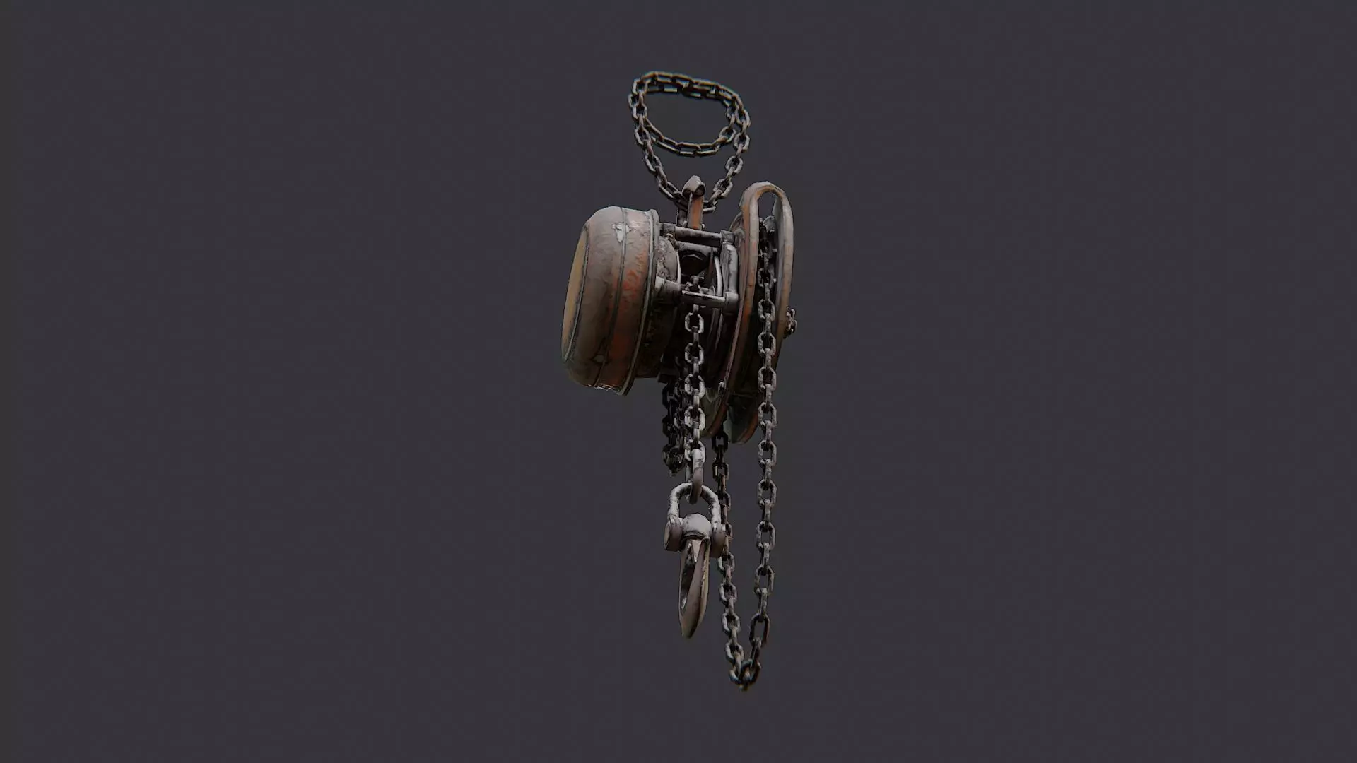Rusty Hoist Chain Pulley Block Low-poly 3D model_5