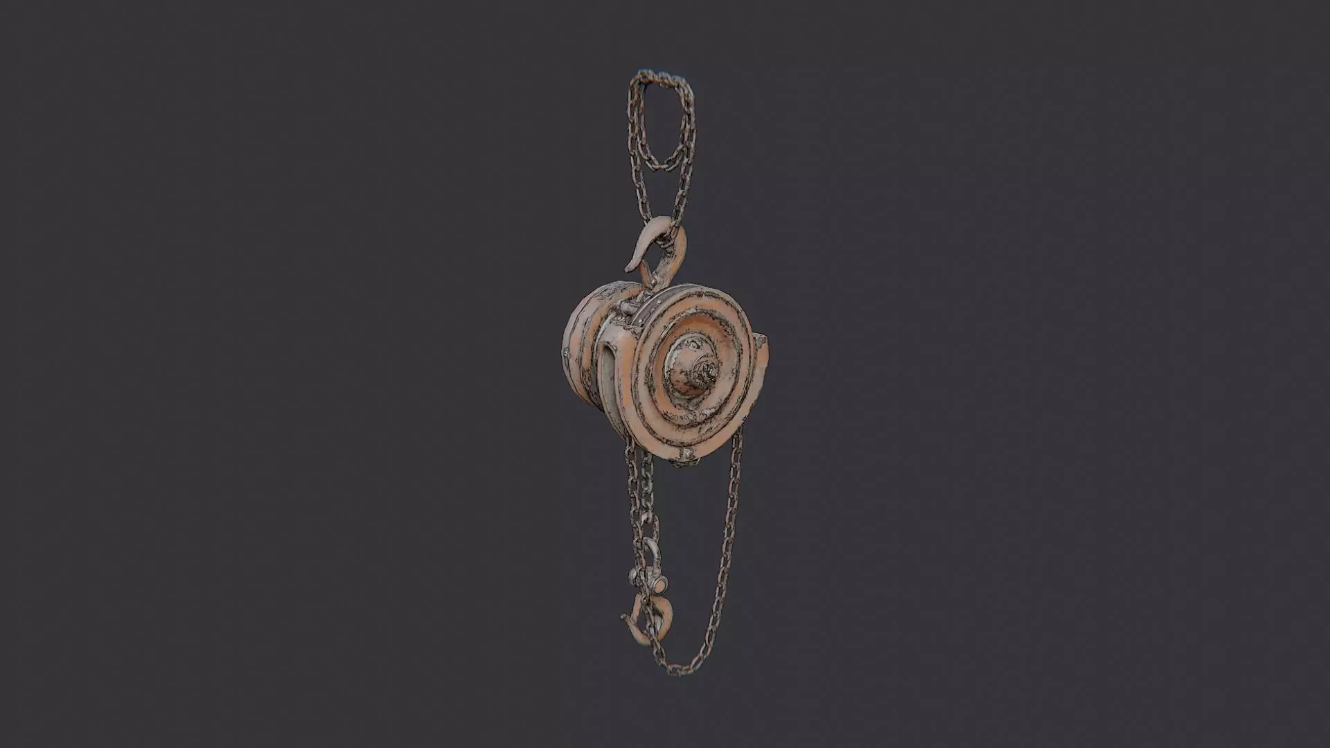 Rusty Hoist Chain Pulley Block Low-poly 3D model_2