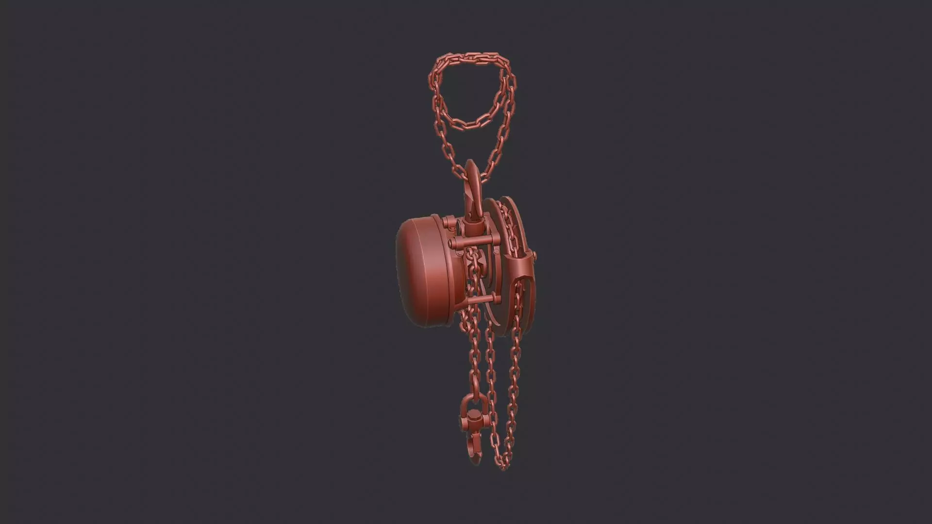Rusty Hoist Chain Pulley Block Low-poly 3D model_6