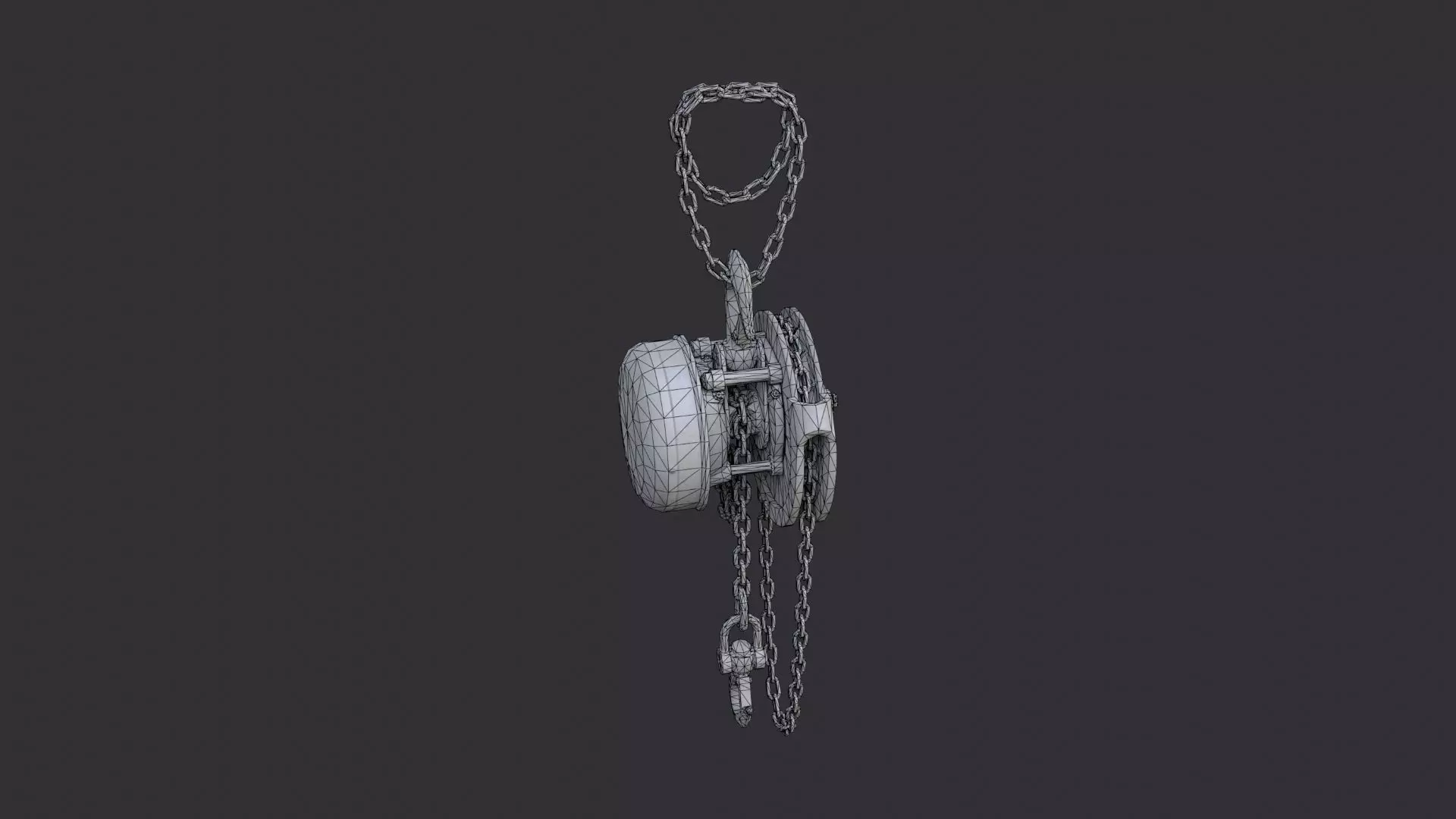 Rusty Hoist Chain Pulley Block Low-poly 3D model_7