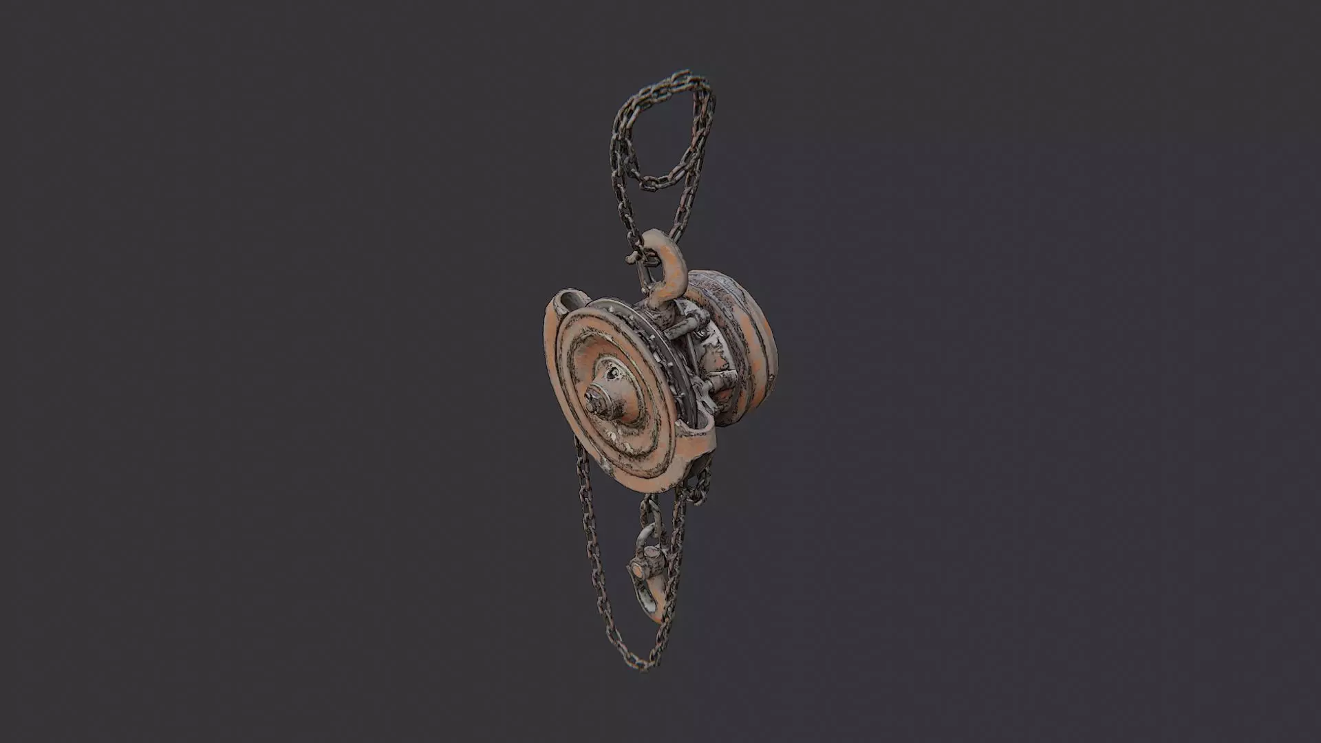 Rusty Hoist Chain Pulley Block Low-poly 3D model_3