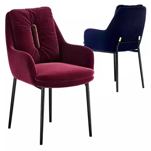 Velvet Upholstered Armchair with Metal Legs