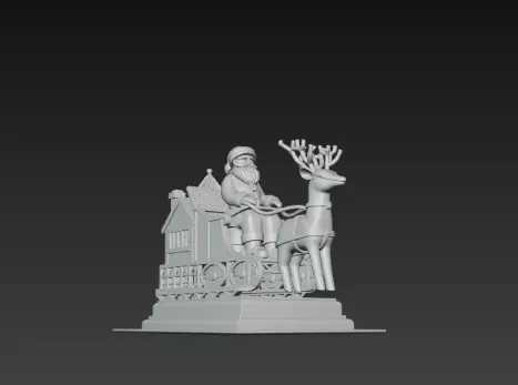Santa Sleigh on Podium 3D Christmas Scene 3D print model_9