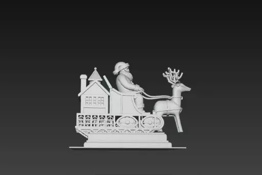 Santa Sleigh on Podium 3D Christmas Scene 3D print model_1