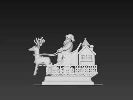 Santa Sleigh on Podium 3D Christmas Scene 3D print model_6