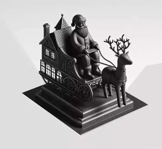 Santa Sleigh on Podium 3D Christmas Scene 3D print model Santa Sleigh on Podium 3D Christmas Scene 3D print model
