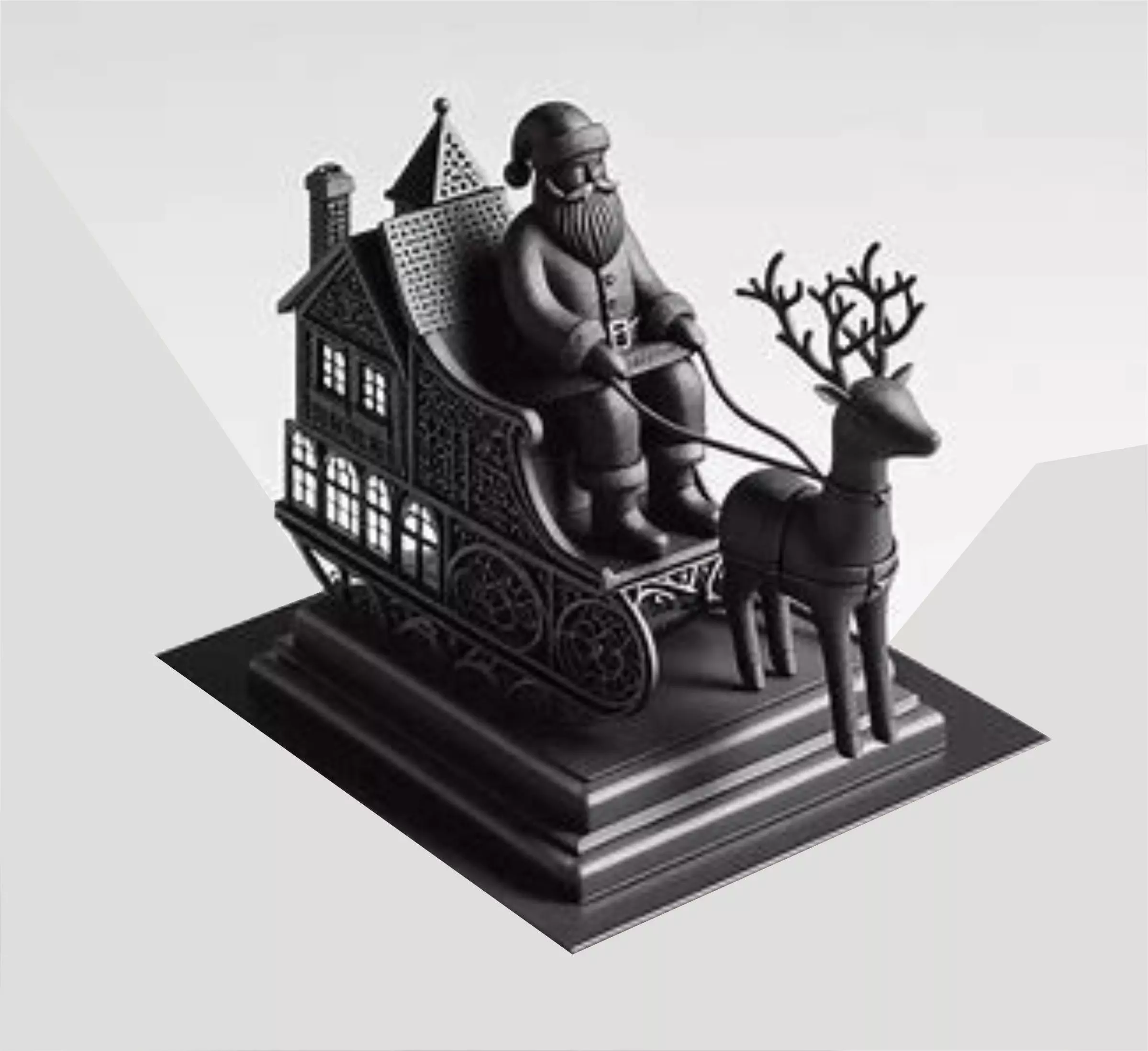 Santa Sleigh on Podium 3D Christmas Scene 3D print model_0