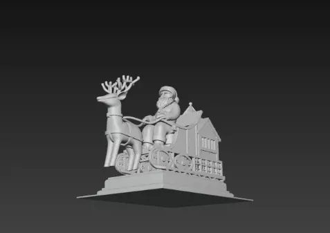 Santa Sleigh on Podium 3D Christmas Scene 3D print model_15