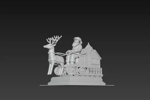 Santa Sleigh on Podium 3D Christmas Scene 3D print model_7