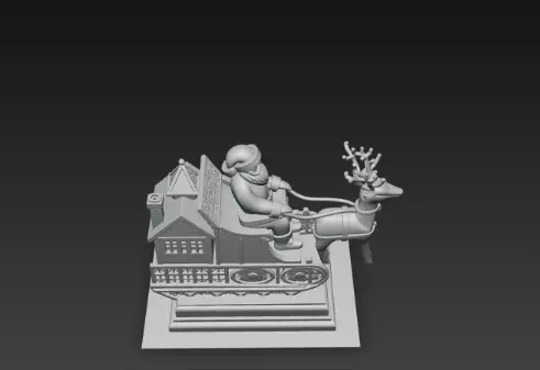 Santa Sleigh on Podium 3D Christmas Scene 3D print model_10