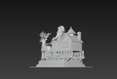 Santa Sleigh on Podium 3D Christmas Scene 3D print model_5