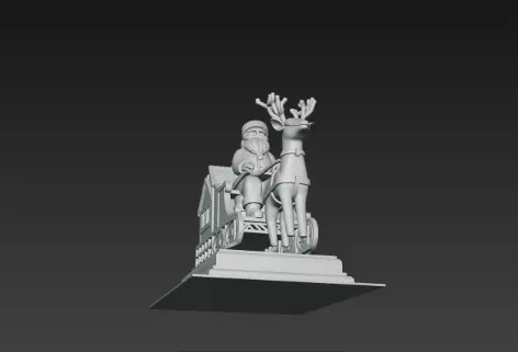 Santa Sleigh on Podium 3D Christmas Scene 3D print model_17