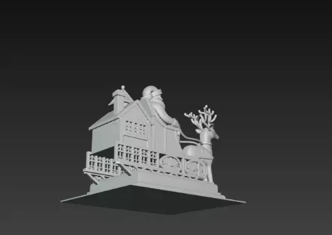 Santa Sleigh on Podium 3D Christmas Scene 3D print model_16