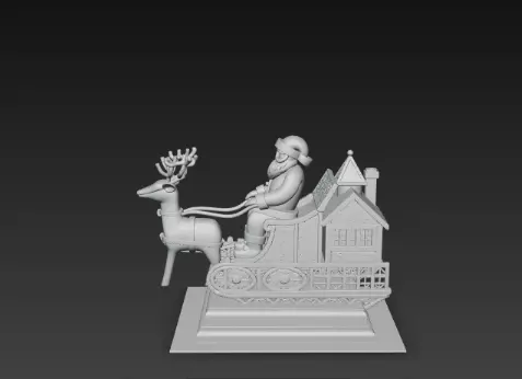 Santa Sleigh on Podium 3D Christmas Scene 3D print model_12