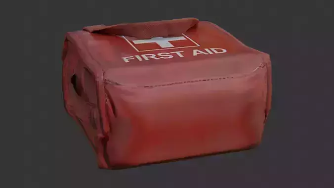 Red First Aid Kit Mini Case Low-poly 3D model