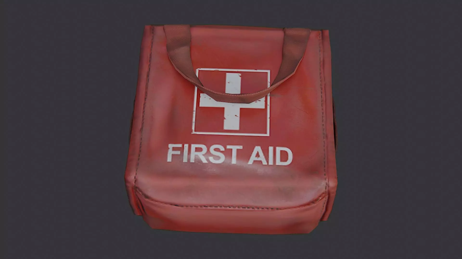 Red First Aid Kit Mini Case Low-poly 3D model_4