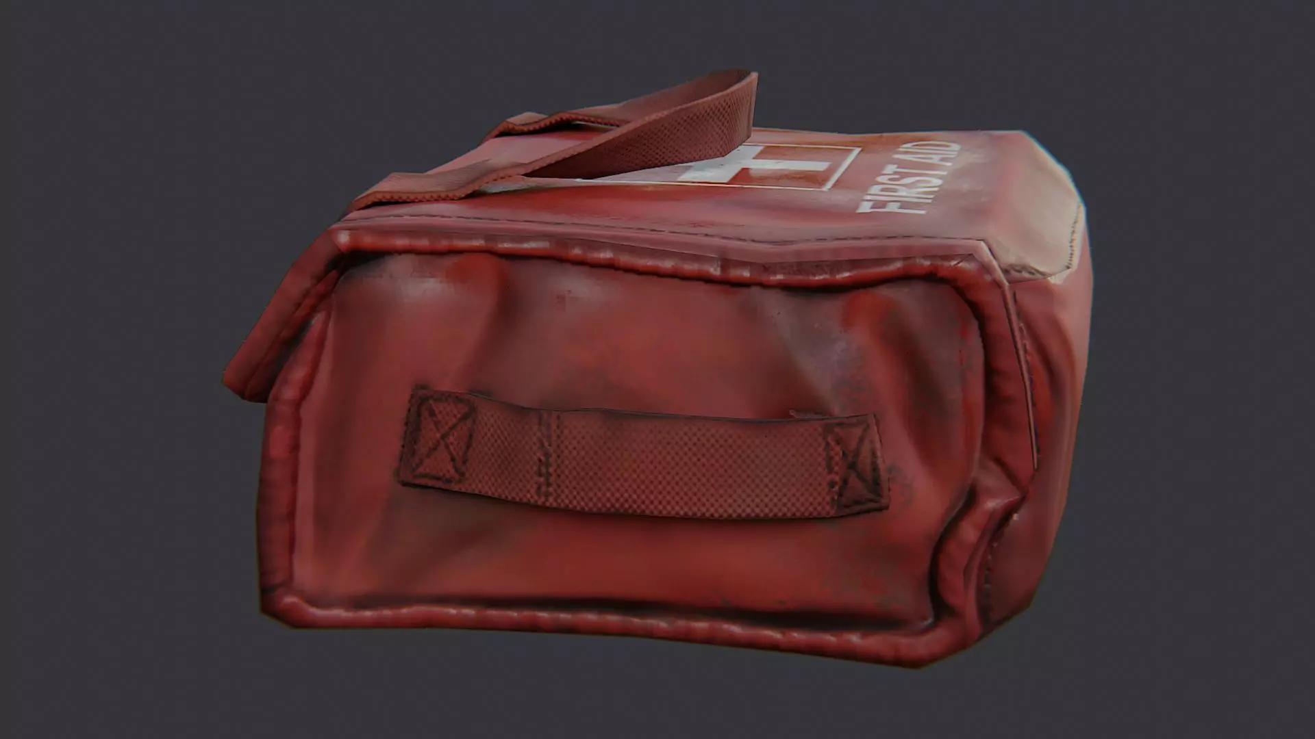 Red First Aid Kit Mini Case Low-poly 3D model_1