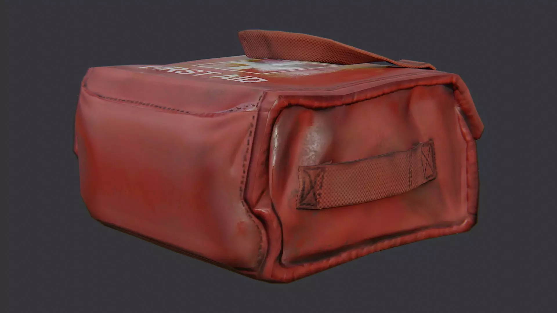 Red First Aid Kit Mini Case Low-poly 3D model_2