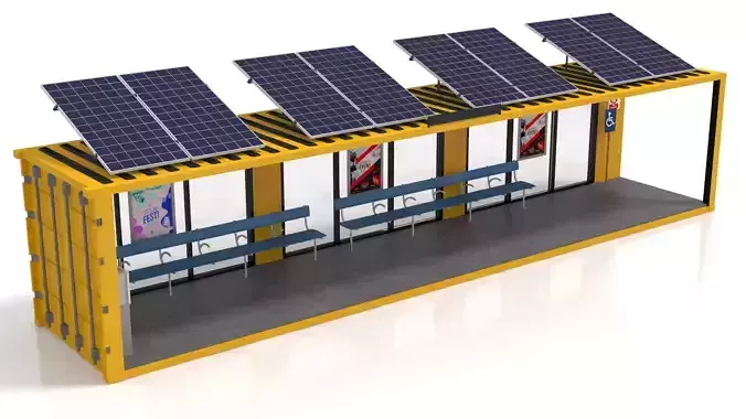 40 Foot Container Bus Stop 3D Model