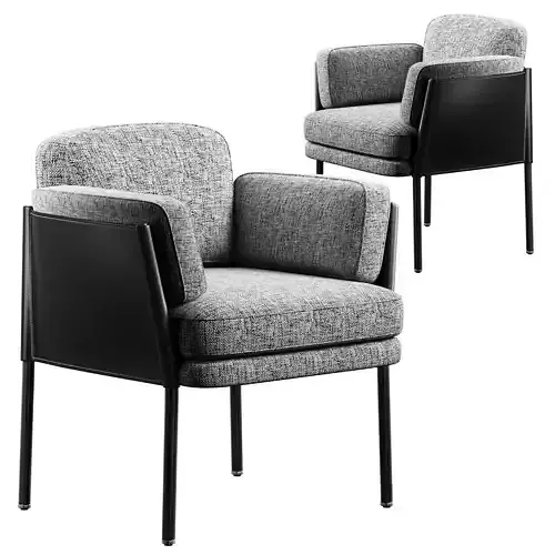 Modern Upholstered Armchair with Metal Frame