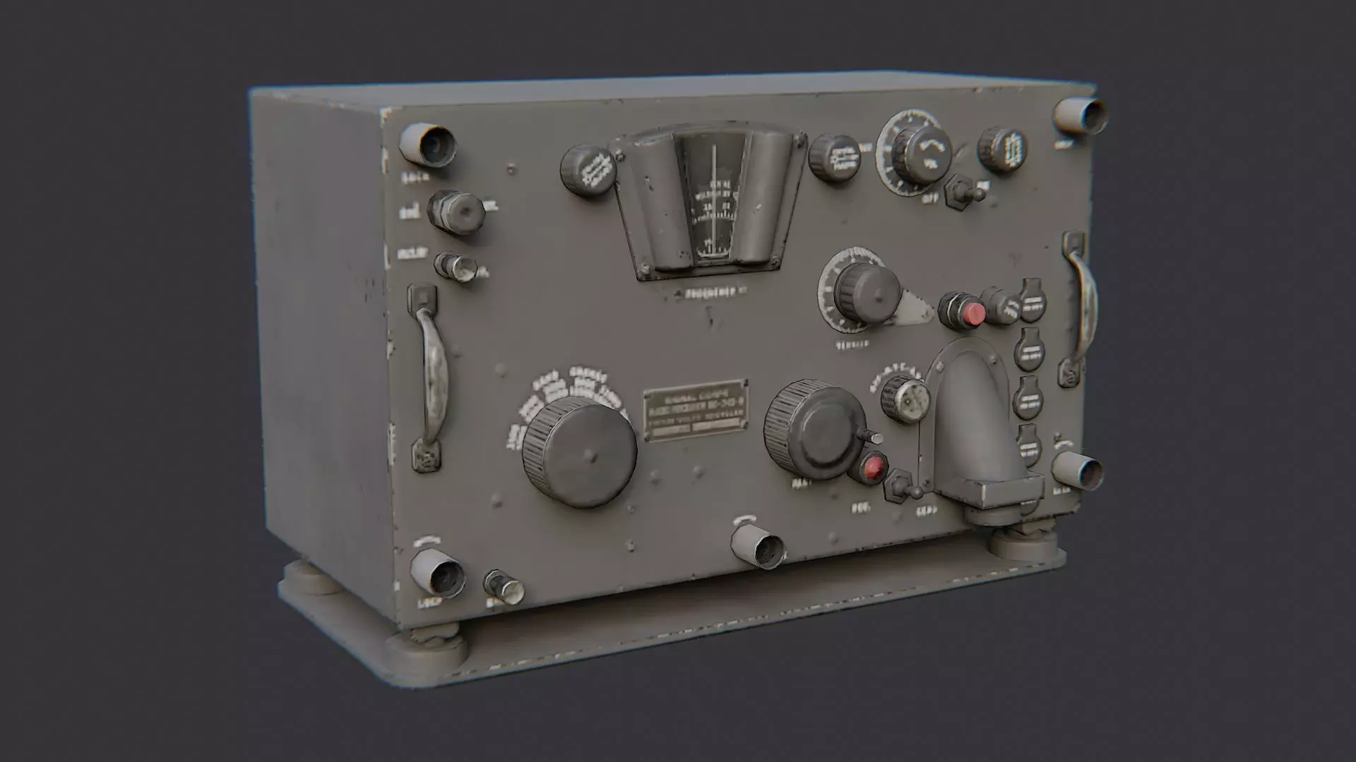Bc342 WWII Military Radio Receiver Low-poly 3D model_2