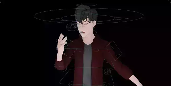 Anime Style Male Anatomy Character in Pant T-shirt and Hoodie