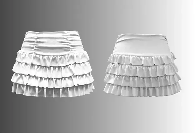 Basic Cotton Ruffle Mini Skirt 3D Model