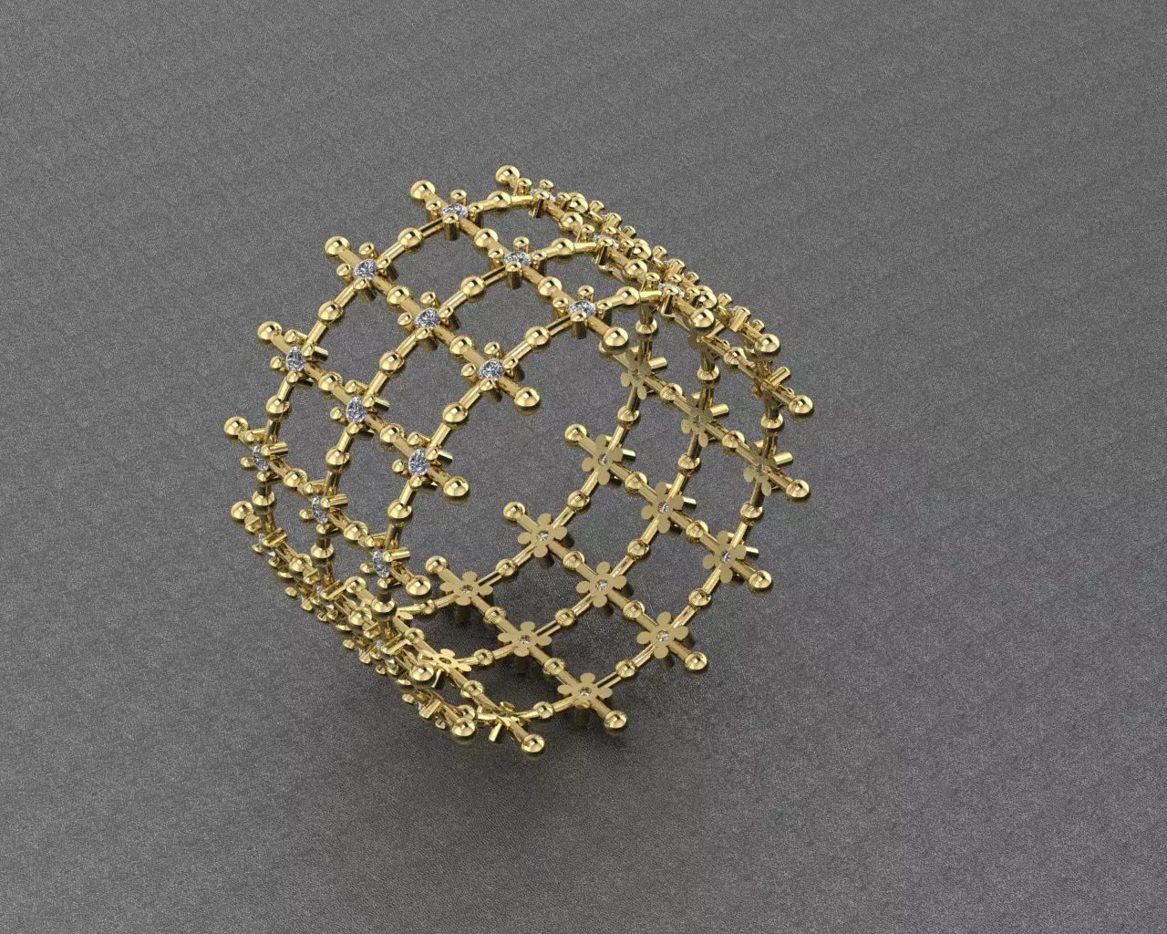 Geometric Lattice Diamond Star Ring 3D Model 3D print model_1