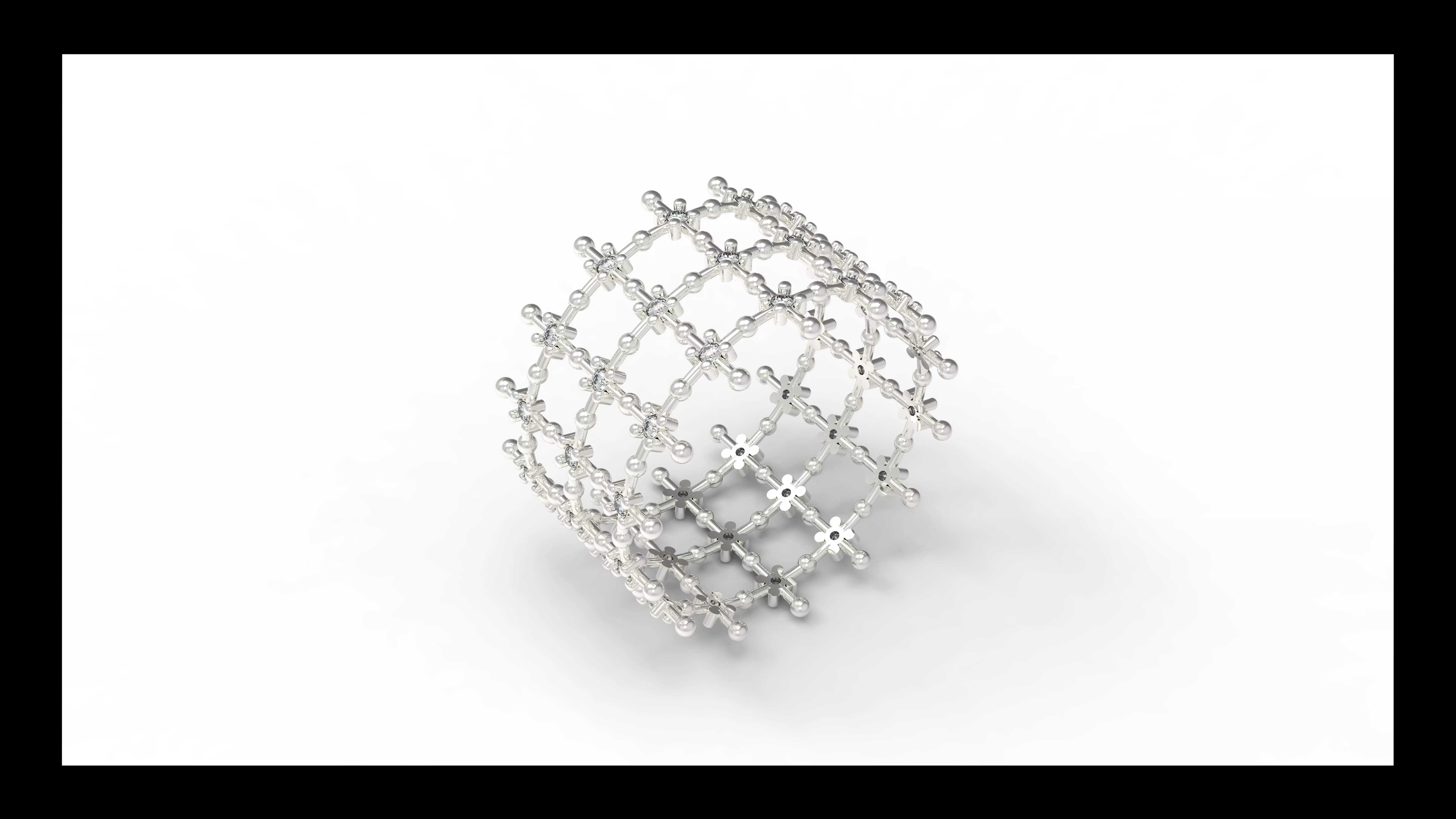 Geometric Lattice Diamond Star Ring 3D Model 3D print model_0