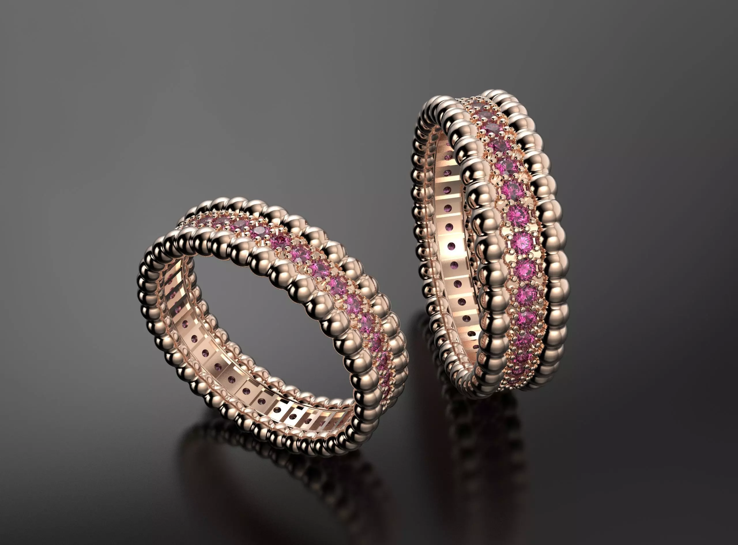 Van Cleef rings with diamonds 3D print model_4