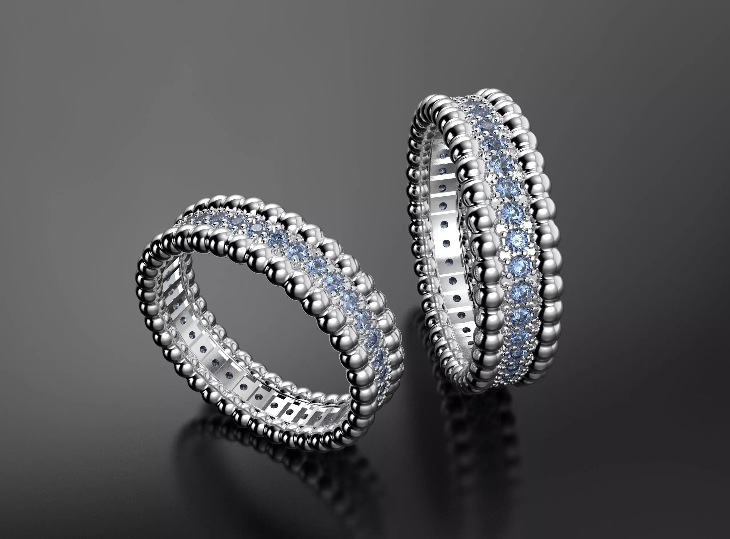 Van Cleef rings with diamonds 3D print model_3